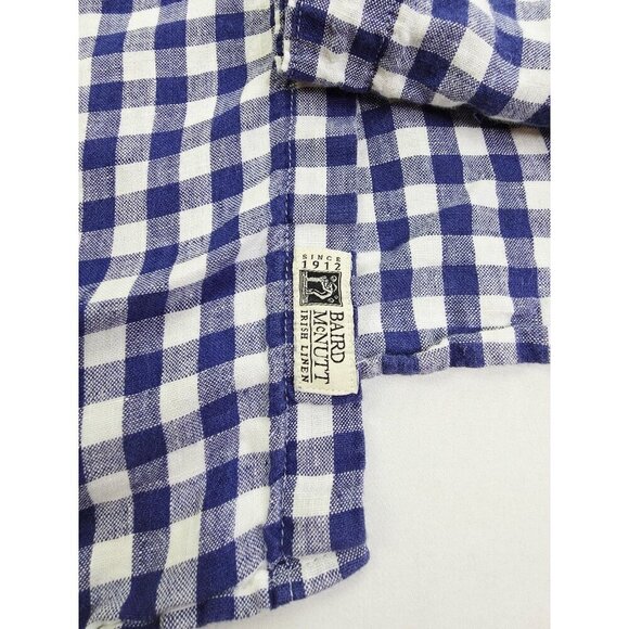 J. Crew Classic Baird Mcnutt Irish Linen Size XL Mens Blue White Check Shirt - Picture 7 of 11